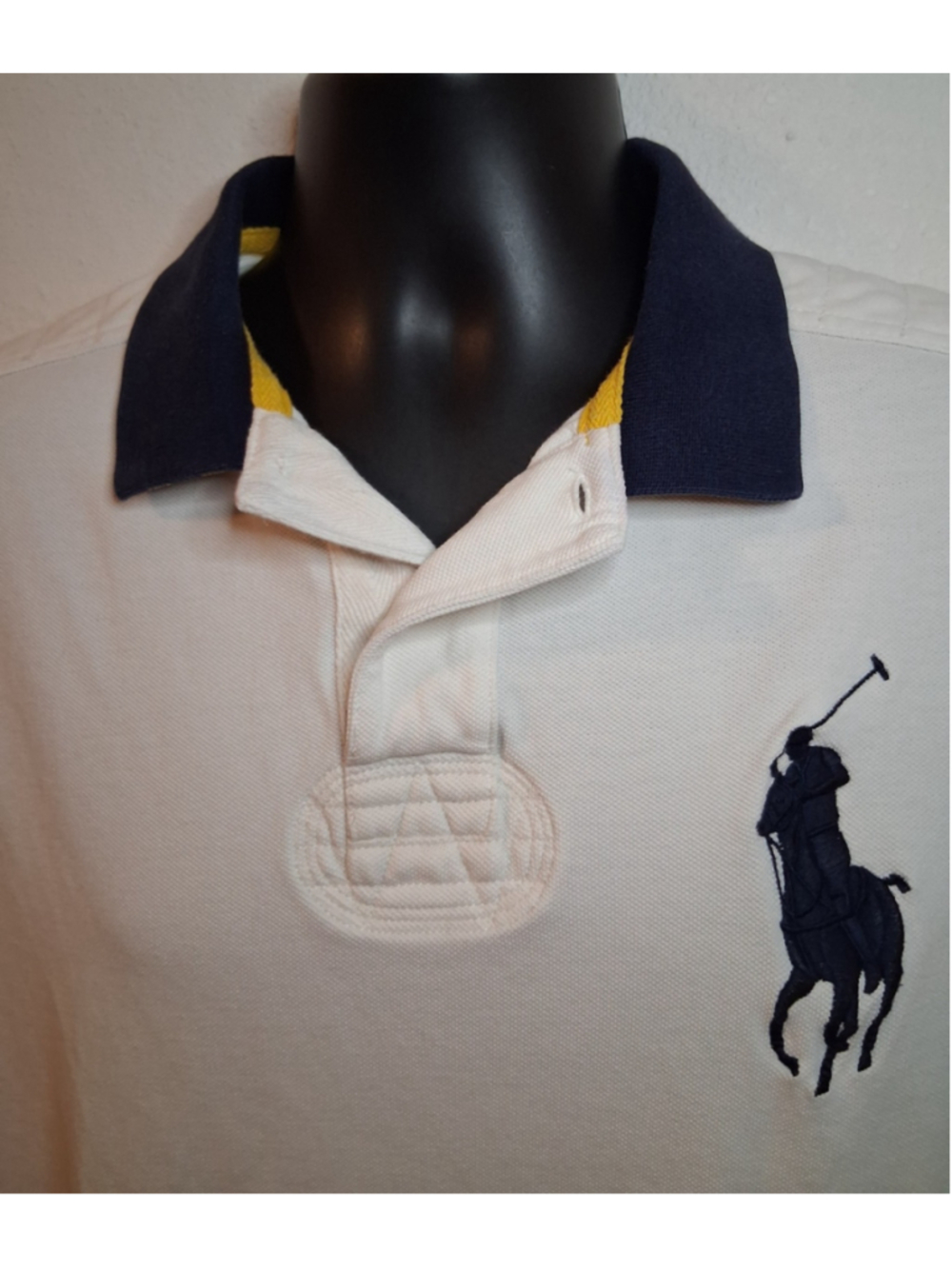 VTG 90s Polo Ralph Lauren Big Pony Men's XL Rugby Polo Shirt Custom Fit White - Picture 3 of 11